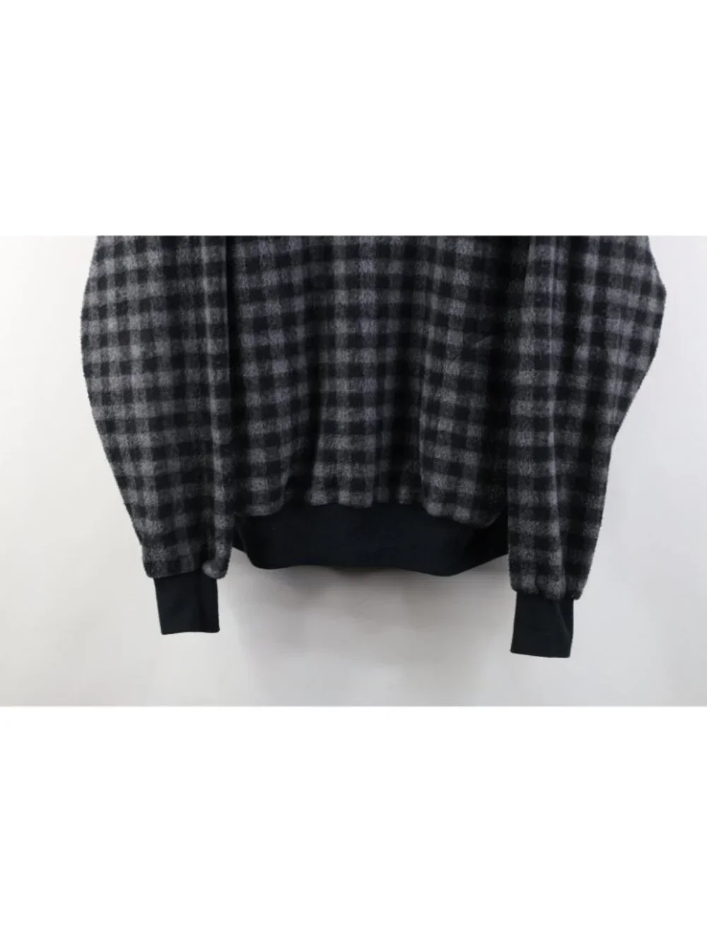 Vintage 90s Streetwear Mens Medium Boxy Fit Checkered Fleece Half Zip Sweater